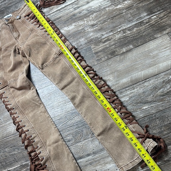 Fashion Nova Tan Lace-Up Pants - Picture 15 of 16